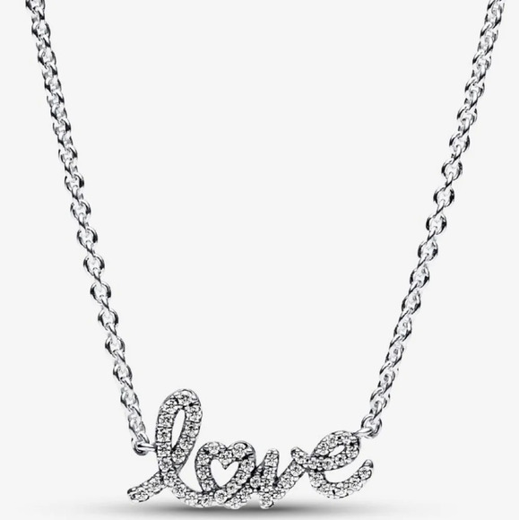 Pandora Sparkling Handwritten Love Collier Necklace - Picture 8 of 10